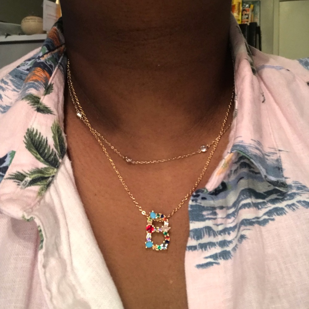 Multicolored CZ Initial necklace “B”